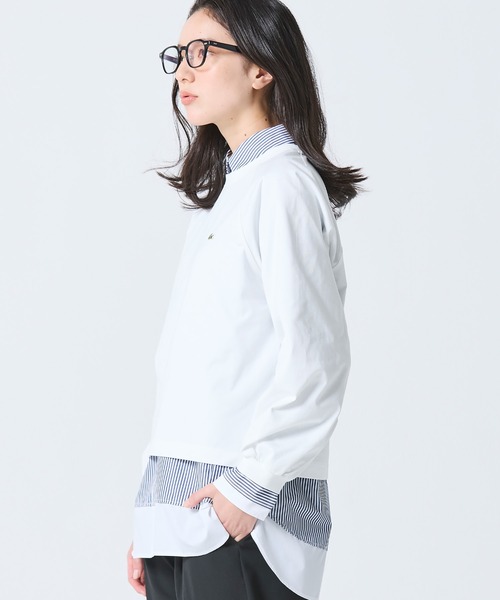 LACOSTE(ラコステ)の「クロップド丈 バルーンスリーブ ギャザー ロングスリーブTシャツ(Tシャツ/カットソー・レディース・ブラック/オフホワイト/セージグリーン・36/38/40/34)」の12枚目の写真
