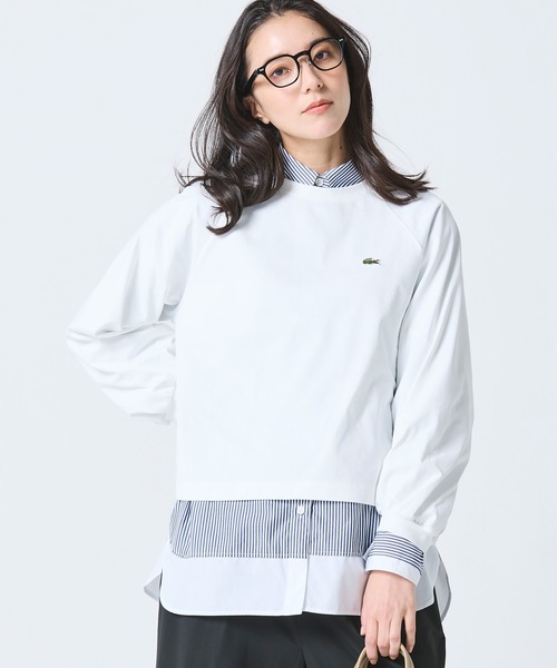 LACOSTE(ラコステ)の「クロップド丈 バルーンスリーブ ギャザー ロングスリーブTシャツ(Tシャツ/カットソー・レディース・ブラック/オフホワイト/セージグリーン・36/38/40/34)」の16枚目の写真
