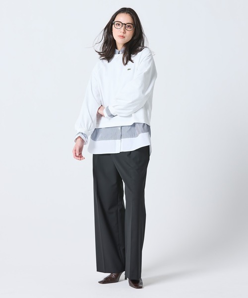 LACOSTE(ラコステ)の「クロップド丈 バルーンスリーブ ギャザー ロングスリーブTシャツ(Tシャツ/カットソー・レディース・ブラック/オフホワイト/セージグリーン・36/38/40/34)」の19枚目の写真