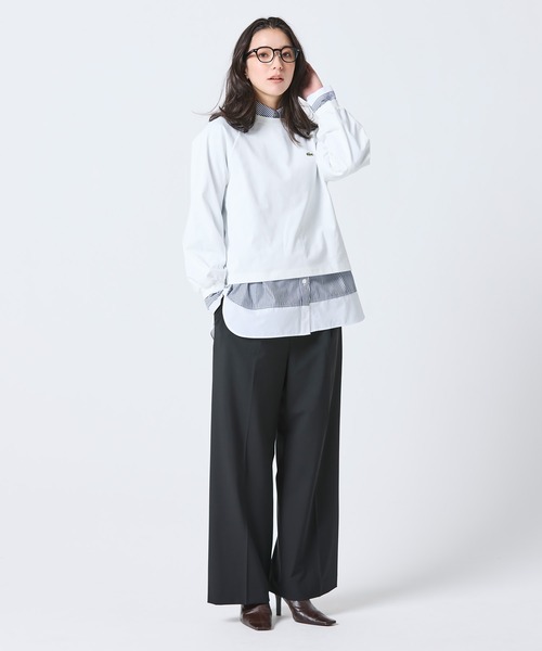 LACOSTE(ラコステ)の「クロップド丈 バルーンスリーブ ギャザー ロングスリーブTシャツ(Tシャツ/カットソー・レディース・ブラック/オフホワイト/セージグリーン・36/38/40/34)」の21枚目の写真