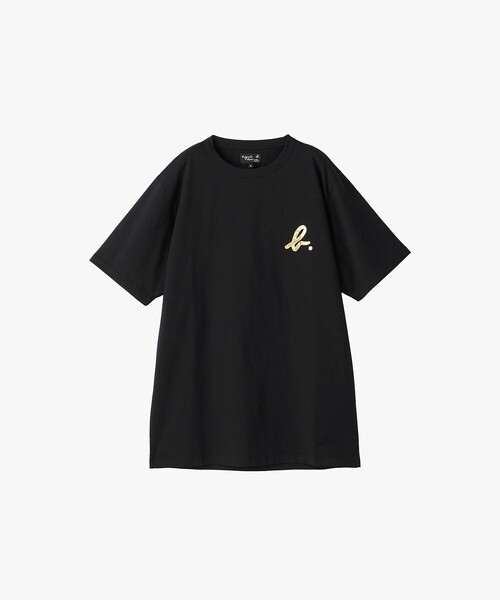 agnes b.(アニエスベー)の「メンズ "b."ロゴ コットン 半袖 Tシャツ "Brando"(Tシャツ/カットソー・メンズ・ブラック・2/1/3)」の1枚目の写真