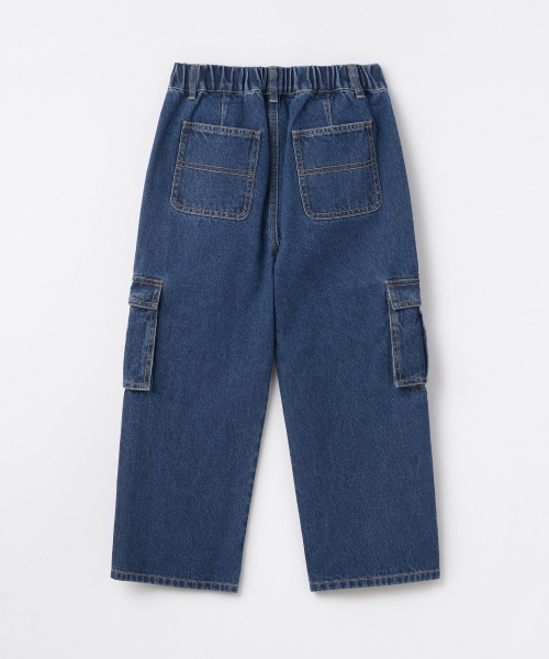 MUSINSA STANDARD KIDS（ムシンサスタンダードキッズ）の「ワイドカーゴバンディングデニムパンツ[ミディアムインディゴ]（デニムパンツ・レディース・その他・110/120/130/160/140/150）」の3枚目の写真