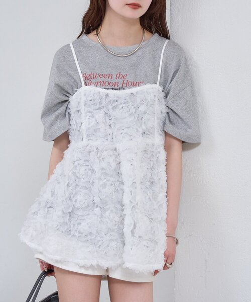 mystic（ミスティック）の「フラワーチュールキャミチュニック（シャツ/ブラウス・レディース・イエロー/オフホワイト・FREE）」の3枚目の写真