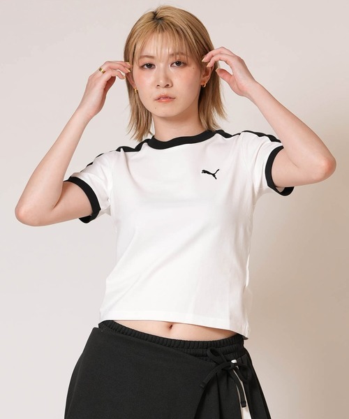 PUMA（プーマ）の「PUMA/プーマ 半袖 Tシャツ ショート丈 T7 スリム 633952（Tシャツ/カットソー・レディース・ホワイト/レッド/ブラック・L/M）」の2枚目の写真