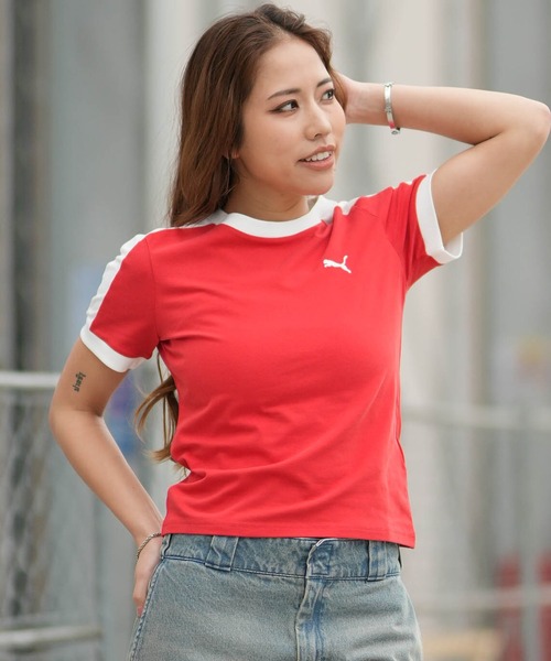 PUMA（プーマ）の「PUMA/プーマ 半袖 Tシャツ ショート丈 T7 スリム 633952（Tシャツ/カットソー・レディース・ホワイト/レッド/ブラック・L/M）」の5枚目の写真