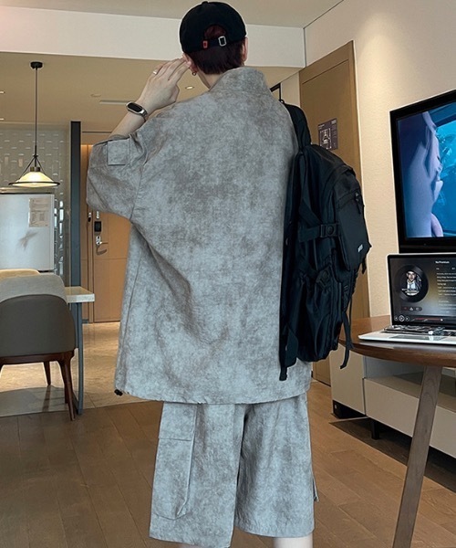 SHEPP(シープ)の「【2点セット】ナイロンハーフジップセットアップショートパンツ バミューダパンツ(セットアップ・メンズ・グレー/ブラック/ホワイト・L/M)」の6枚目の写真