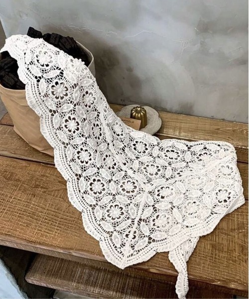 ammy.(エイミードット)の「【 ammy. / エイミードット 】 クロシェ編み レース スカーフ(バンダナ/スカーフ・レディース・ホワイト・FREE)」の9枚目の写真
