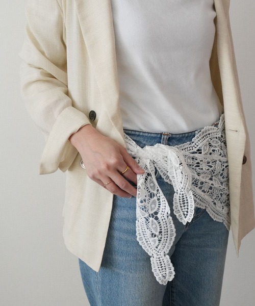 ammy.(エイミードット)の「【 ammy. / エイミードット 】 クロシェ編み レース スカーフ(バンダナ/スカーフ・レディース・ホワイト・FREE)」の6枚目の写真