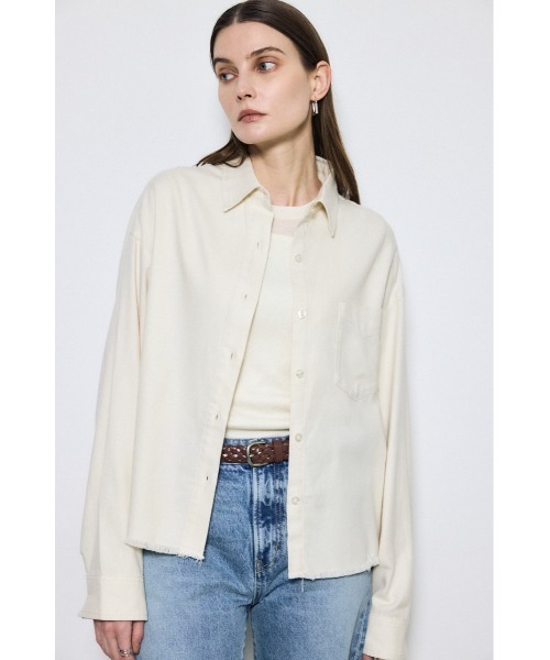 AZUL by moussy(アズールバイマウジー)の「アーバンチェックフリンジショートシャツ(シャツ/ブラウス・レディース・アイボリー/ベージュ系その他/ブラック系その他・FREE)」の4枚目の写真