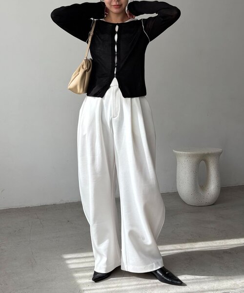 CAPRICIEUX LE'MAGE（カプリシューレマージュ）の「タンクSETアームラインカーディガン（カーディガン/ボレロ・レディース・グレー/ピンク/ブラック・FREE）」の19枚目の写真