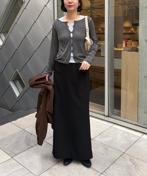 CAPRICIEUX LE'MAGE（カプリシューレマージュ）の「タンクSETアームラインカーディガン（カーディガン/ボレロ・レディース・グレー/ピンク/ブラック・FREE）」の4枚目の写真