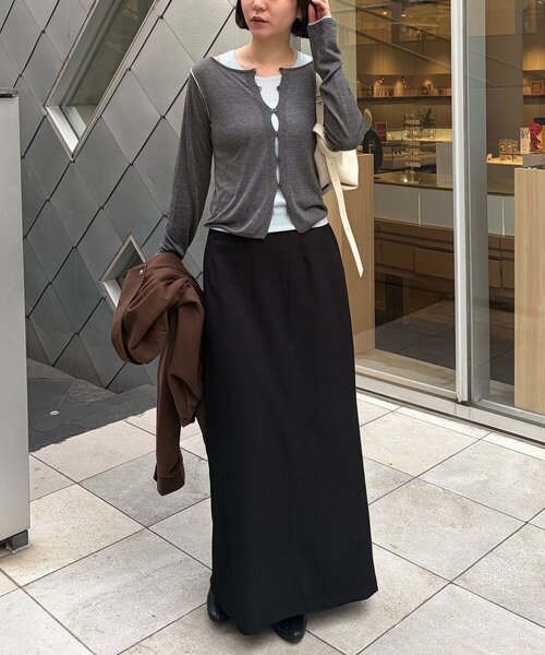 CAPRICIEUX LE'MAGE（カプリシューレマージュ）の「タンクSETアームラインカーディガン（カーディガン/ボレロ・レディース・グレー/ピンク/ブラック・FREE）」の7枚目の写真