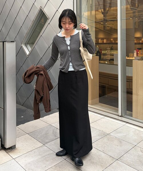 CAPRICIEUX LE'MAGE（カプリシューレマージュ）の「タンクSETアームラインカーディガン（カーディガン/ボレロ・レディース・グレー/ピンク/ブラック・FREE）」の8枚目の写真