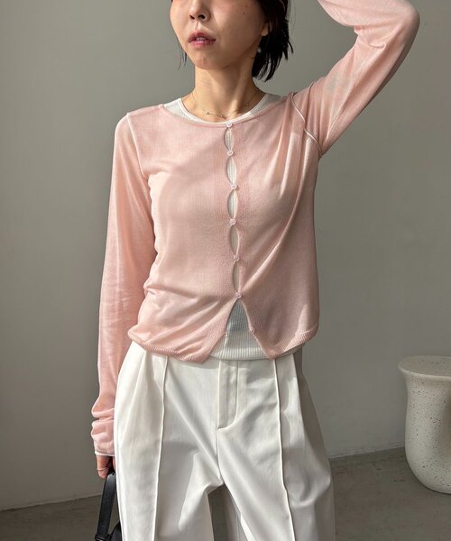 CAPRICIEUX LE'MAGE（カプリシューレマージュ）の「タンクSETアームラインカーディガン（カーディガン/ボレロ・レディース・グレー/ピンク/ブラック・FREE）」の9枚目の写真