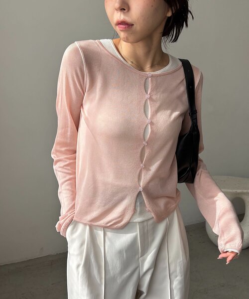 CAPRICIEUX LE'MAGE（カプリシューレマージュ）の「タンクSETアームラインカーディガン（カーディガン/ボレロ・レディース・グレー/ピンク/ブラック・FREE）」の10枚目の写真