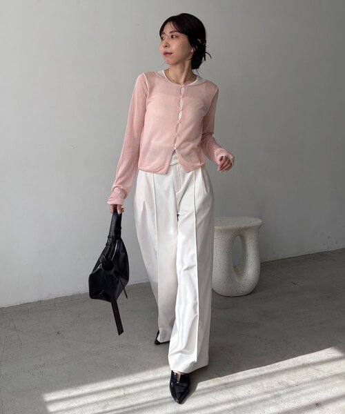 CAPRICIEUX LE'MAGE（カプリシューレマージュ）の「タンクSETアームラインカーディガン（カーディガン/ボレロ・レディース・グレー/ピンク/ブラック・FREE）」の11枚目の写真