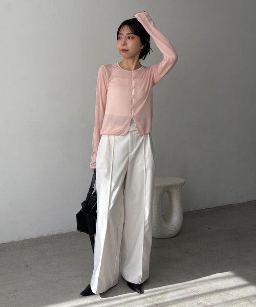 CAPRICIEUX LE'MAGE（カプリシューレマージュ）の「タンクSETアームラインカーディガン（カーディガン/ボレロ・レディース・グレー/ピンク/ブラック・FREE）」の13枚目の写真