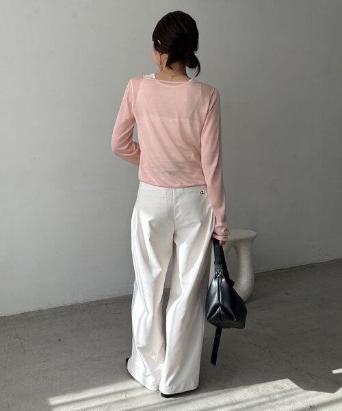 CAPRICIEUX LE'MAGE（カプリシューレマージュ）の「タンクSETアームラインカーディガン（カーディガン/ボレロ・レディース・グレー/ピンク/ブラック・FREE）」の15枚目の写真