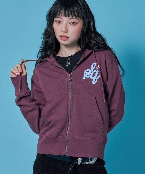 SEQUENZ（シークエンズ）の「【sqnz（エスキュンズ）】sqnz logo pt zip p/k / ユニセックス ジップパーカー フーディ 裏毛 ワンポイント ダブルジップ 花柄 星柄（パーカー・メンズ・その他3/その他4/グレー/モカ・MEDIUM/LARGE/SMALL）」の3枚目の写真