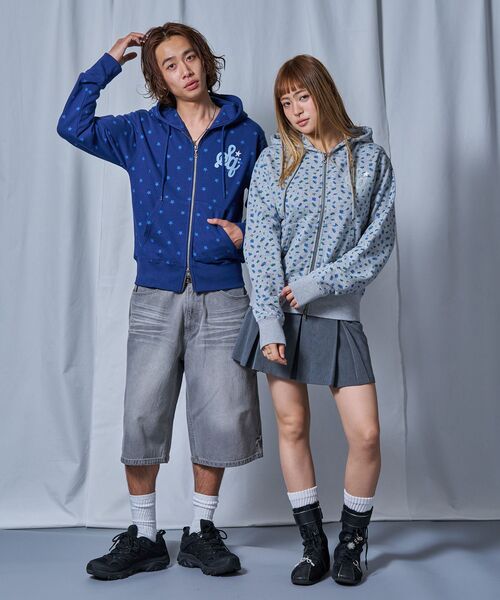 SEQUENZ（シークエンズ）の「【sqnz（エスキュンズ）】sqnz logo pt zip p/k / ユニセックス ジップパーカー フーディ 裏毛 ワンポイント ダブルジップ 花柄 星柄（パーカー・メンズ・その他3/その他4/グレー/モカ・MEDIUM/LARGE/SMALL）」の13枚目の写真