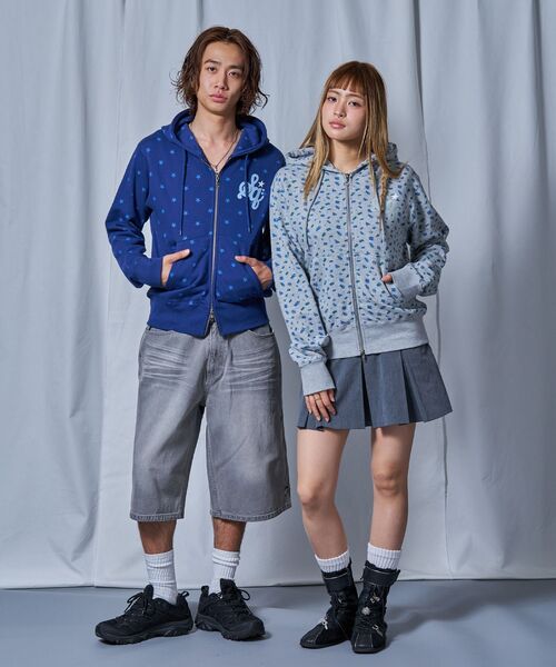 SEQUENZ（シークエンズ）の「【sqnz（エスキュンズ）】sqnz logo pt zip p/k / ユニセックス ジップパーカー フーディ 裏毛 ワンポイント ダブルジップ 花柄 星柄（パーカー・メンズ・その他3/その他4/グレー/モカ・MEDIUM/LARGE/SMALL）」の14枚目の写真