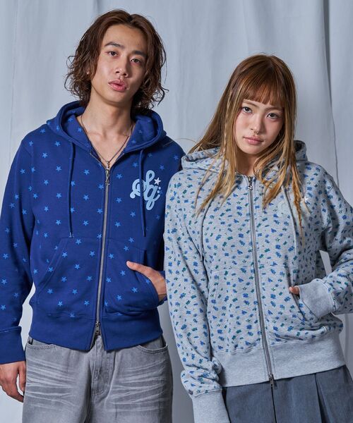 SEQUENZ（シークエンズ）の「【sqnz（エスキュンズ）】sqnz logo pt zip p/k / ユニセックス ジップパーカー フーディ 裏毛 ワンポイント ダブルジップ 花柄 星柄（パーカー・メンズ・その他3/その他4/グレー/モカ・MEDIUM/LARGE/SMALL）」の16枚目の写真