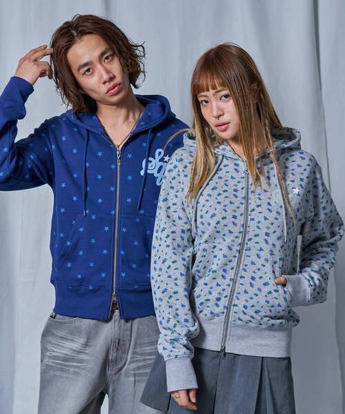 SEQUENZ（シークエンズ）の「【sqnz（エスキュンズ）】sqnz logo pt zip p/k / ユニセックス ジップパーカー フーディ 裏毛 ワンポイント ダブルジップ 花柄 星柄（パーカー・メンズ・その他3/その他4/グレー/モカ・MEDIUM/LARGE/SMALL）」の17枚目の写真