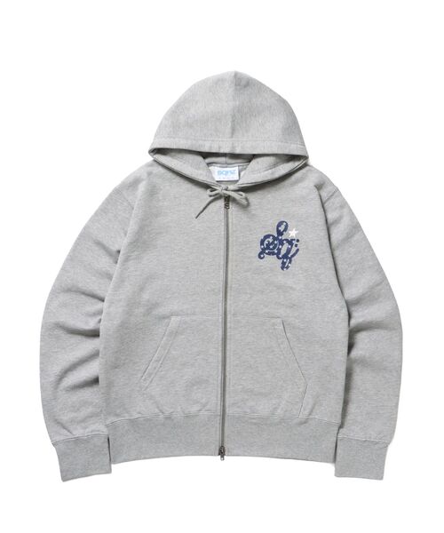 WEB限定 / 花柄×星柄プリント / ロゴ裏毛ジップパーカー / sqnz logo