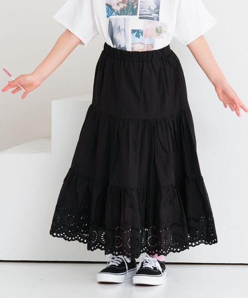 LEPSIM（レプシィム）の「【KIDS】裾レースティアードスカート　647972（スカート・キッズ・オフホワイト/ライトグリーン/ブラック・120/140/130）」の5枚目の写真