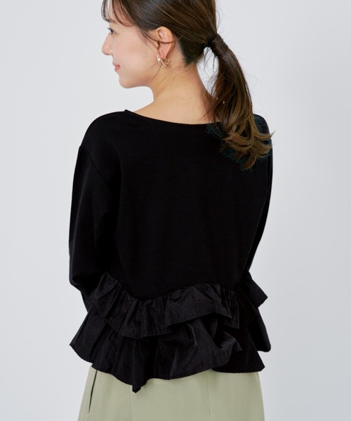 COHINA(コヒナ)の「2wayフリルペプラムトップス 【低身長・小柄女性】(Tシャツ/カットソー・レディース・ネイビー/ホワイト/ブラック・ONE SIZE)」の4枚目の写真