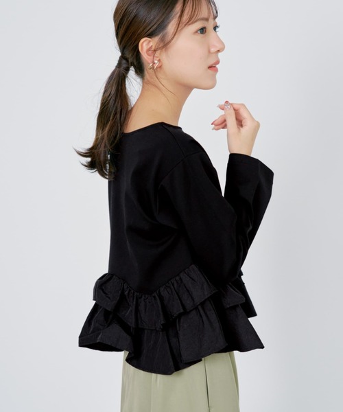 COHINA(コヒナ)の「2wayフリルペプラムトップス 【低身長・小柄女性】(Tシャツ/カットソー・レディース・ネイビー/ホワイト/ブラック・ONE SIZE)」の5枚目の写真