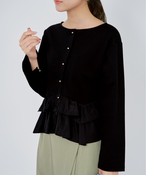 COHINA(コヒナ)の「2wayフリルペプラムトップス 【低身長・小柄女性】(Tシャツ/カットソー・レディース・ネイビー/ホワイト/ブラック・ONE SIZE)」の7枚目の写真