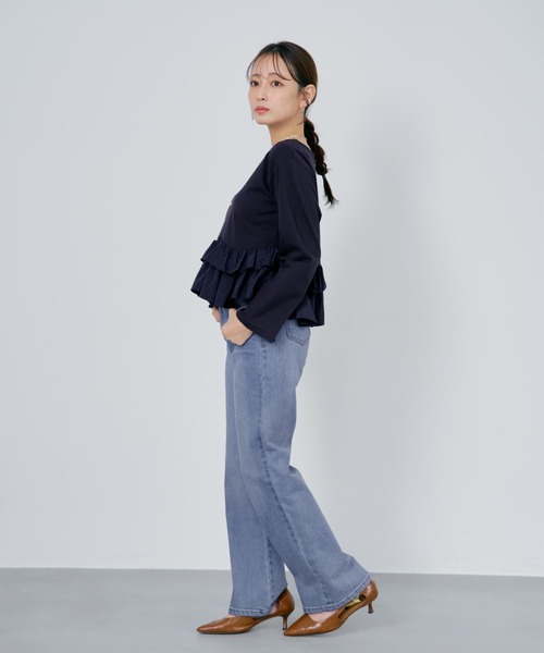 COHINA(コヒナ)の「2wayフリルペプラムトップス 【低身長・小柄女性】(Tシャツ/カットソー・レディース・ネイビー/ホワイト/ブラック・ONE SIZE)」の11枚目の写真