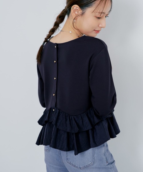 COHINA(コヒナ)の「2wayフリルペプラムトップス 【低身長・小柄女性】(Tシャツ/カットソー・レディース・ネイビー/ホワイト/ブラック・ONE SIZE)」の9枚目の写真