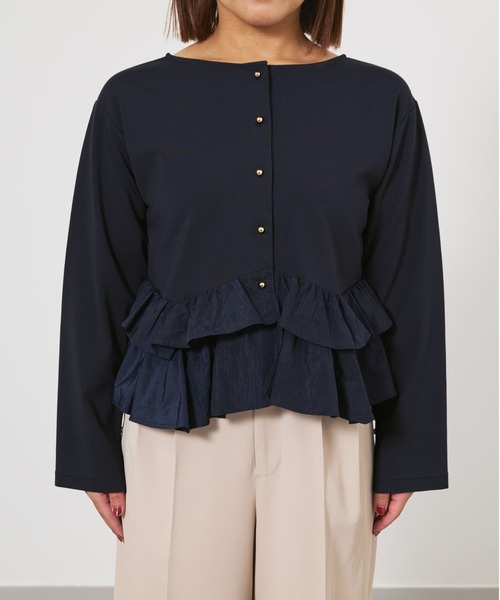 COHINA(コヒナ)の「2wayフリルペプラムトップス 【低身長・小柄女性】(Tシャツ/カットソー・レディース・ネイビー/ホワイト/ブラック・ONE SIZE)」の14枚目の写真