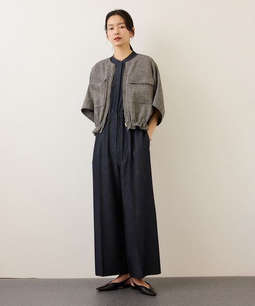 ROPE'(ロペ)の「カラミ織りドルマンスリーブショートブルゾン/セットアップ対応・イージーケア(ブルゾン・レディース・ネイビー/ブラック系その他・FREE)」の22枚目の写真