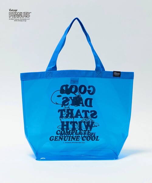 green label relaxing(グリーンレーベルリラクシング)の「【別注】<FRUIT OF THE LOOM×PEANUTS> PVC トートバッグ / キッズ(スイムグッズ・キッズ・コバルトブルー/ライム・FREE)」の1枚目の写真