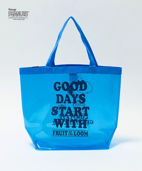 green label relaxing(グリーンレーベルリラクシング)の「【別注】<FRUIT OF THE LOOM×PEANUTS> PVC トートバッグ / キッズ(スイムグッズ・キッズ・コバルトブルー/ライム・FREE)」の4枚目の写真