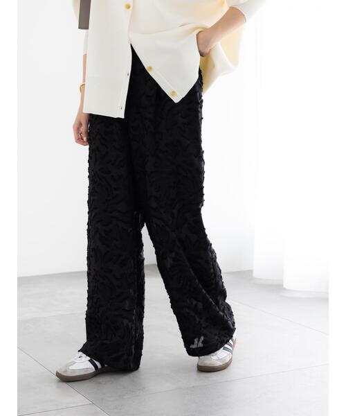 Te chichi（テチチ）の「カットジャガードパンツ(セットアップ可)（その他パンツ・レディース・ブラック/オフホワイト・F）」の2枚目の写真