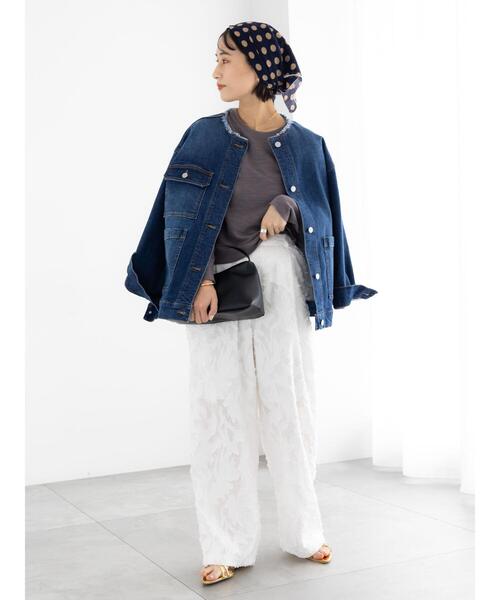 Te chichi（テチチ）の「カットジャガードパンツ(セットアップ可)（その他パンツ・レディース・ブラック/オフホワイト・F）」の3枚目の写真