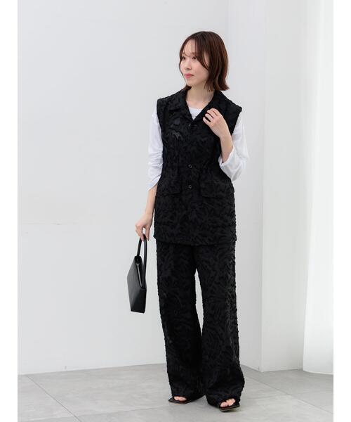 Te chichi（テチチ）の「カットジャガードパンツ(セットアップ可)（その他パンツ・レディース・ブラック/オフホワイト・F）」の13枚目の写真