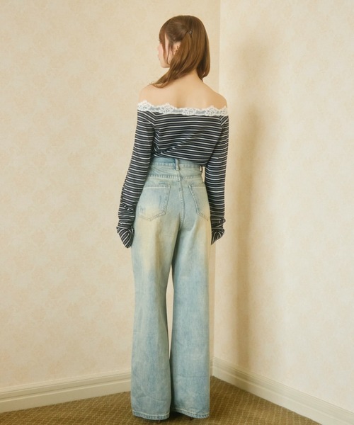 TITTY&CO.（ティティーアンドコー）の「ダメージワイドデニムパンツ（デニムパンツ・レディース・ライトブルー・LARGE/MEDIUM/SMALL）」の11枚目の写真