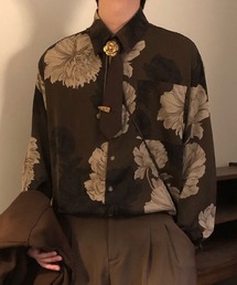 極美品 希少 ケンゾー ジャングル シアーシャツ 花柄 刺繍 貝ボタン 38 黒 セール】Flower Embroidery Shirt/花刺繍 ビッグシルエット 半袖シャツ