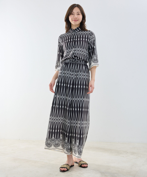 NARACAMICIE（ナラカミーチェ）の「【NARACAMICIE】【セットアップ対応】ライン幾何柄パンツ（その他パンツ・レディース・ホワイト/ブラック・M/XL）」の9枚目の写真