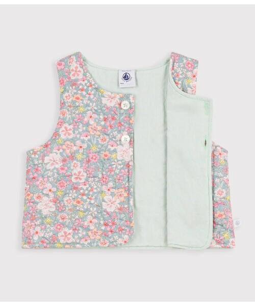 PETIT BATEAU（プチバトー）の「フラワープリントベスト（ベスト・キッズ・ライトグリーン・36MONTH/18MONTH/12MONTH）」の2枚目の写真