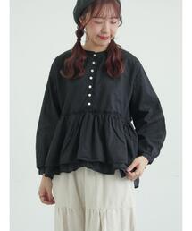 TSUHARU by Samansa Mos2（ツハルバイサマンサモスモス）の「【tukuroi】綿麻平織製品染めギャザーブラウス（シャツ/ブラウス）」