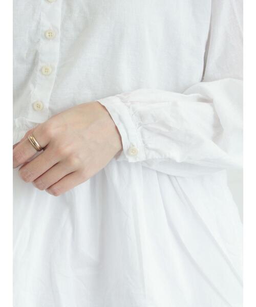 TSUHARU by Samansa Mos2（ツハルバイサマンサモスモス）の「【tukuroi】綿麻平織製品染めギャザーブラウス（シャツ/ブラウス・レディース・オフホワイト/ピンク/ネイビー・F）」の18枚目の写真