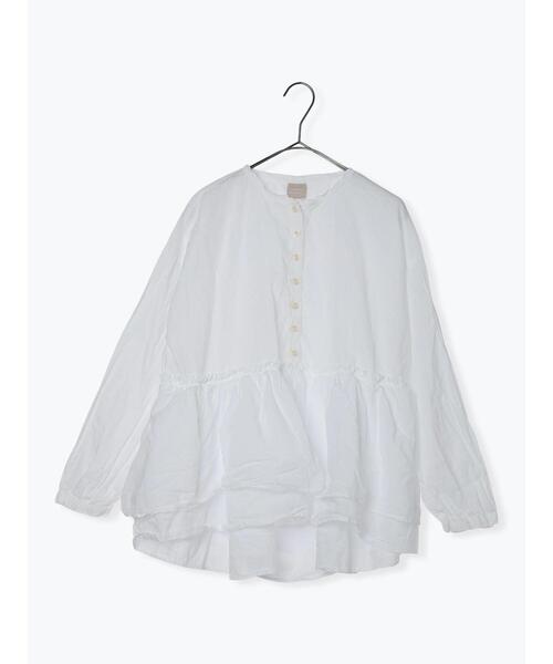 TSUHARU by Samansa Mos2（ツハルバイサマンサモスモス）の「【tukuroi】綿麻平織製品染めギャザーブラウス（シャツ/ブラウス・レディース・オフホワイト/ピンク/ネイビー・F）」の21枚目の写真