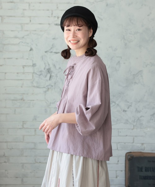 soulberry(ソウルベリー)の「たなびくラベンダーの編み上げブラウス(シャツ/ブラウス・レディース・パープル系その他・5L/4L/3L/LL/L/M)」の18枚目の写真