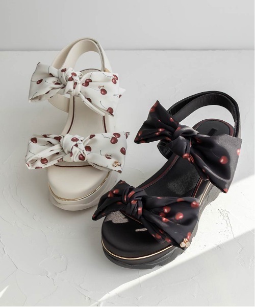 RANDA（ランダ）の「【Cherry＆Strawberry】チェリープリントリボンスポーツサンダル（サンダル・レディース・アイボリー/ブラック・S/M/L/LL）」の12枚目の写真